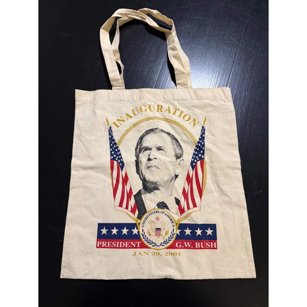 Vintage George W Bush 2001 Presidential Inauguration Canvas Tote Bag Politicali